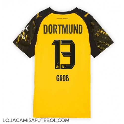 Camisa de Futebol Borussia Dortmund Pascal Gross #13 Equipamento Principal Mulheres 2025-26 Manga Curta